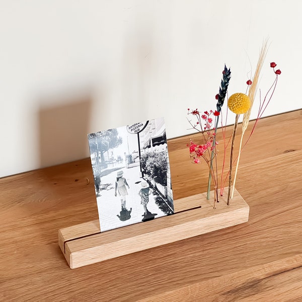 FlowerBar® Memories "Flower meadow" dried flowers Flowergram & noble oak, wooden arrangement, dried flowers, photo holder, memory