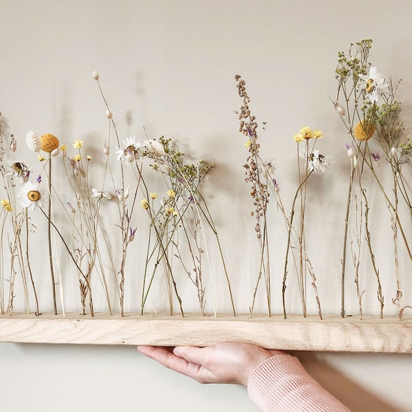 FlowerBar® "Summer Meadow" dried flowers Flowergram & noble oak, wooden arrangement, dried flowers, durable