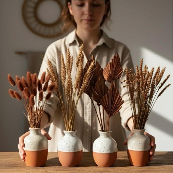 Flores secas marrons | Glixia, Giesta, Phalaris, Folha de palmeira, Trigo | Decoração, FlowerBar, Casamento e Faça Você Mesmo
