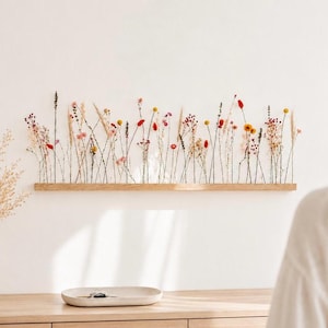 FlowerBar® Blumenwiese – bunte Trockenblumen auf Eichenholz, handmade, getrocknete Blumen, tolle Geschenkidee zum Muttertag oder Geburtstag
