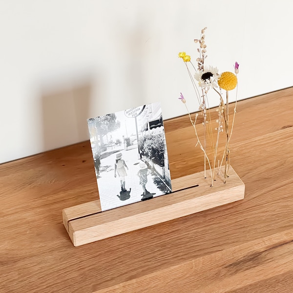 FlowerBar® Memories "Summer Meadow" dried flowers Flowergram & noble oak, wooden arrangement, dried flowers, photo holder, memory