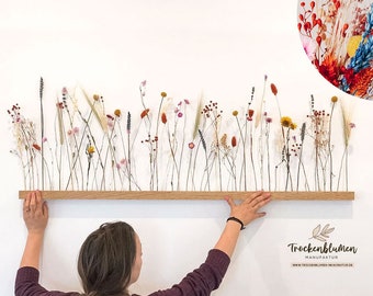 FlowerBar® "Flower Meadow" fiori secchi Flowergram e quercia nobile, composizione in legno, fiori secchi, durevoli