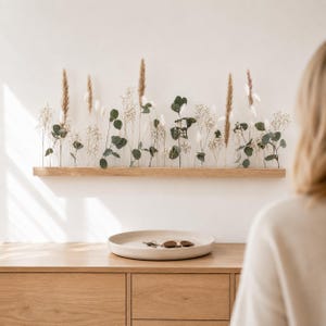 FlowerBar® "Wanderlust" Dried Flowers Flowergram & Elegant Oak Wood Arrangement, Dried Flowers, Long-Lasting