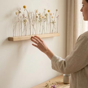 FlowerBar® "Summer Meadow" dried flowers Flowergram & noble oak, wooden arrangement, dried flowers, durable