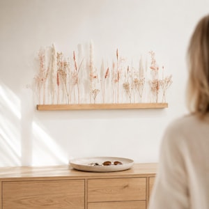FlowerBar® "Cotton Candy" Dried Flowers Flowergram & Elegant Oak Wood Arrangement, Dried Flowers, Long-Lasting