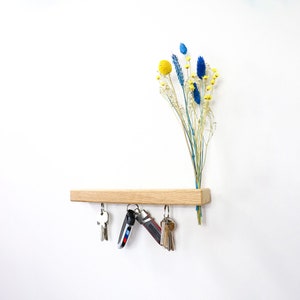 FlowerBar Keys &quot;Swedish Happiness&quot; key board made of oak with dried flower bouquet, key board