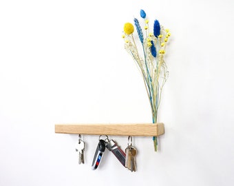 FlowerBar Keys Clavier "Schwedenglück" en chêne avec un bouquet de fleurs séchées, clavier