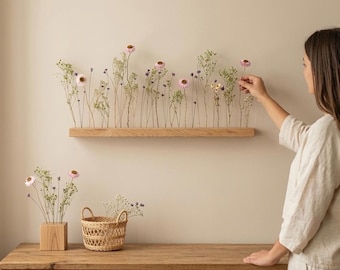 FlowerBar® "Fliederleicht"  Trockenblumen Flowergram & edle Eiche, Holz Arrangement, getrocknete Blumen, haltbar