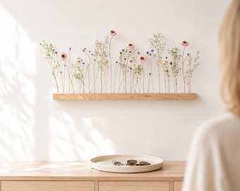 FlowerBar® "Lilac Light" Flores Secas Flowergram y Elegante Arreglo de Madera de Roble, Flores Secas, Larga Duración