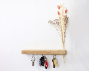 FlowerBar Keys "Fata Morgana" key board made of oak with dried flower bouquet, key board