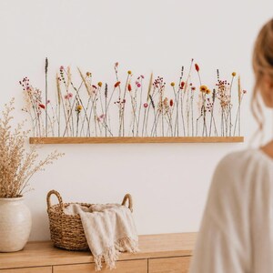 FlowerBar® Flower Meadow: coloridas flores secas sobre madera de roble, hechas a mano, flores secas, una excelente idea de regalo para el Día de la Madre o cumpleaños.