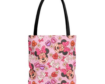 Girl Mouse Valentines Tote Bag, reusable tote, reusable bag, cute tote, magic kingdom, pink tote bag, birthday gift, mothers day gift, funny