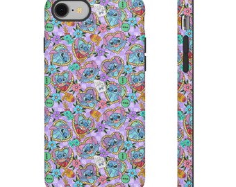 Funda resistente para teléfono con corazones de extraterrestres azules, iPhone 13, iPhone 12, iPhone 12 Pro, iPhone 11 Pro, iPhone 15, iPhone 14, Samsung, funda Pixel, tatuaje