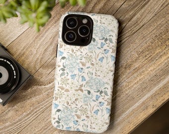 Blue Elegant Floral Phone Tough Case, iPhone 13, iPhone 12, iPhone 12 Pro, iPhone 11 Pro, Iphone 15, Iphone 14, Samsung, Pixel Case, boho