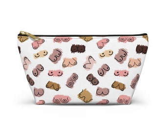 Custodia per accessori Boobies con fondo a T, borsa per trucchi, borsa da toilette, portamonete, custodia da viaggio, custodia con cerniera, portamonete, organizer, seni, tette