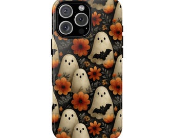Ghosts and Flowers Phone Tough Case, iPhone 13, iPhone 12, iPhone 12 Pro, iPhone 11 Pro, Iphone, Iphone 14, Samsung, Pixel Case, halloween