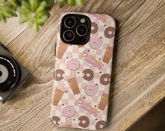 Coffee and Donuts Phone Tough Case, iPhone 13, iPhone 12, iPhone 12 Pro, iPhone 11 Pro, Iphone 15, Iphone 14, Samsung, Pixel Case, coffee