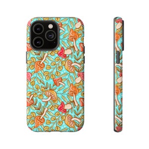 Mushrooms Eucalyptus Phone Tough Case, iPhone 13, iPhone 12, iPhone 12 Pro, iPhone 11 Pro, Iphone, Iphone 14, Samsung, Pixel Case, Cottage
