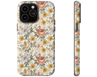 Custodia rigida vintage floreale rosa ibisco, iPhone 13, iPhone 12, iPhone 12 Pro, iPhone 11 Pro, iPhone 8, Samsung, Samsung Galaxy, Pixel, carina