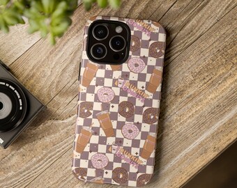 Coffee and Donuts Phone Tough Case, iPhone 13, iPhone 12, iPhone 12 Pro, iPhone 11 Pro, Iphone 15, Iphone 14, Samsung, Pixel Case, coffee