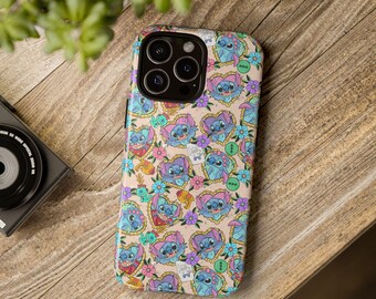 Blue Alien Hearts Phone Tough Case, iPhone 13, iPhone 12, iPhone 12 Pro, iPhone 11 Pro, Iphone 15, Iphone 14, Samsung, Pixel Case, tattoo