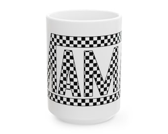 Geruite Mama keramische mok, koffiekopje, theekopje, 15oz, 11oz, cadeau voor haar, cadeau, vakantie, verjaardagscadeau, Moederdag, retro mok, moeder cadeau