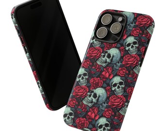 Calaveras y Rosas Tough Case, iPhone 13, iPhone 15, iPhone 12 Pro, iPhone 11 Pro, Iphone 14, Iphone 8, Iphone 7, pixel, Samsung Galaxy, rosa