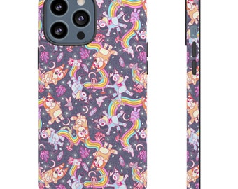 Custodia rigida Rainbow Dogs, iPhone 13, iPhone 12, iPhone 12 Pro, iPhone 11 Pro, Iphone Xr, Iphone 8, Iphone 7, Samsung, Samsung Galaxy