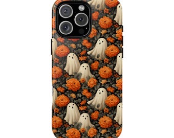 Ghosts and Flowers Phone Tough Case, iPhone 13, iPhone 12, iPhone 12 Pro, iPhone 11 Pro, Iphone, Iphone 14, Samsung, Pixel Case, halloween