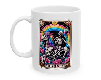 La taza de cerámica de la carta del tarot de Audacity, taza de café, taza de té, 15 oz, 11 oz, regalo para ella, presente, vacaciones, regalo de cumpleaños, Día de las Madres, regalo de mamá
