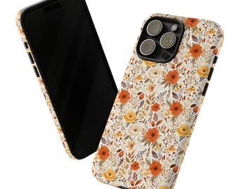 Caso resistente floral de otoño, iPhone 13, iPhone 15, iPhone 12 Pro, iPhone 11 Pro, Iphone 14, Iphone 8, Iphone 7, pixel, Samsung Galaxy, Otoño