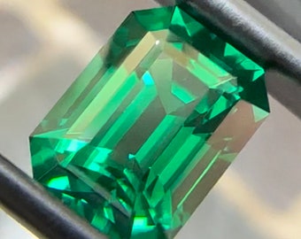 YAG(Yttrium aluminum garnet) 9.67 x 7.32 x 5.73 mm , 4.60 carats. Emerald step cut. Precision cut