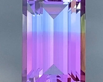 Bicolor lab sapphire 4.55 carats, 11.33 x 6.60 x  5.59 mm, bicolor pink/purple sapphire,precision cut lab sapphire, baguette cut