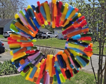 FREE SHIPPING  Fused Glass Circular Splatter