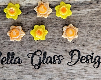 90 COE  Daffodils, Tiny and Cute!!! Use in your Glass Fusing, Mosaic, Resin Art, Mixed Media and Jewelry