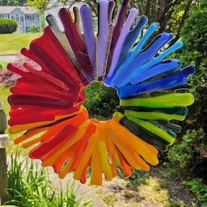 FREE SHIPPING  Fused Glass Rainbow Swirl 8 Inches