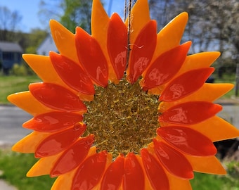 FREE SHIPPING  Fused Glass Flower