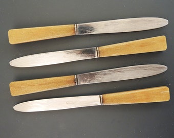 4 Cuchillos antiguos de acero inoxidable francés y de baquelita