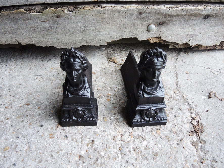 Antique Français Fonte Marianne Rf Fire-Dogs