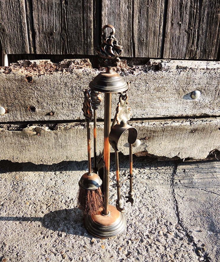 Antique French Mini Fireplace Companion 4 Tools