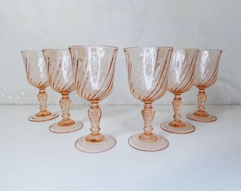 6 Verres à Pied Antiques Français Arcoroc Luminarc Rosaline H 12,2 Cm