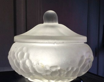 French Art Deco Moulded Glass Candy or Powder Box - KR