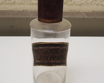 Antique French Pharmacy Jar / Apothecary Bottle : Lavender Alcohol