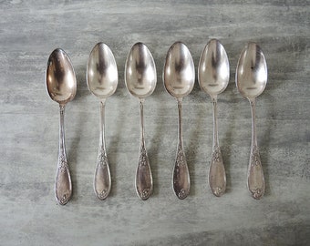 6 cuillères à soupe plaquées argent français antiques