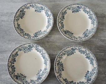 4 Vintage French St Amand ironstone Dessert Plates - Guadeloupe
