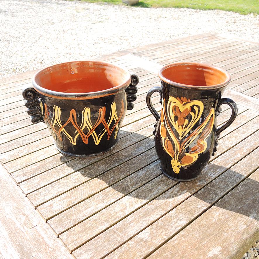 Vintage French Glazed Pottery Vase & Planter - Etsy