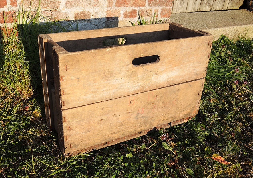 Antique French Wooden 10-Bottle Crate