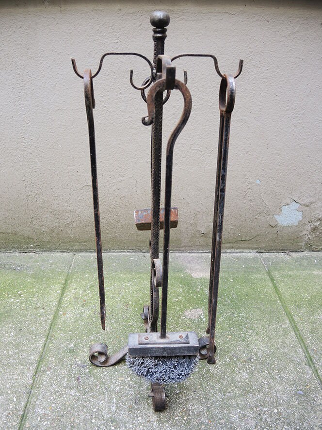 Antique French Fireside Companion Set - 4 Accessories