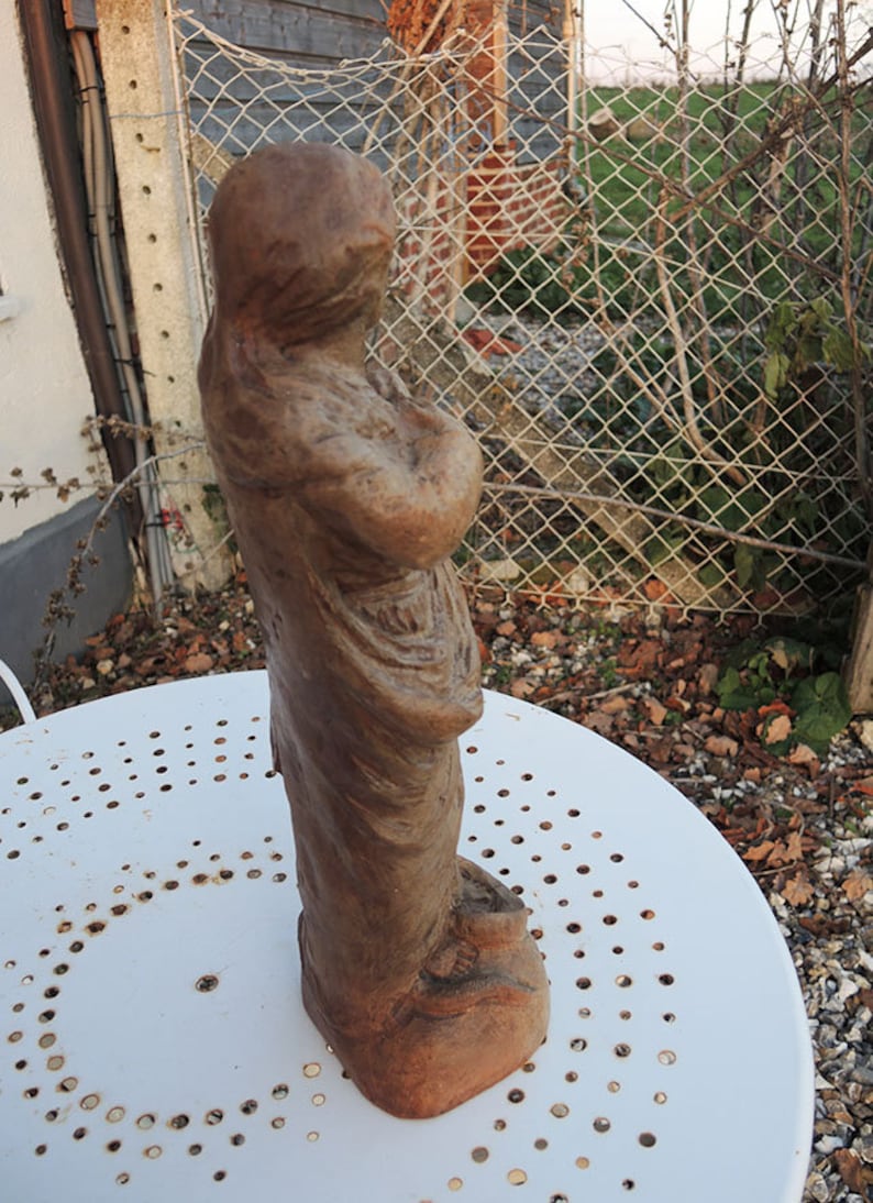 Antique Carved Wood Statue the Virgin Crushing the Serpent Etsy