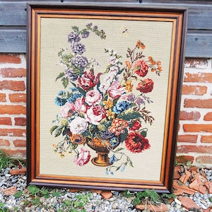 Tapiz floral francés vintage con bordado